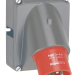Fiche tableau inclin�e 16 Amp�res 3P+T IP44 rouge - Legrand Hypra 52173