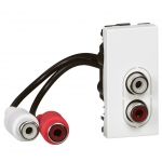 Prise audio st�r�o 2 RCA pr�connect�e - Legrand Mosaic - Blanc - Legrand 078747