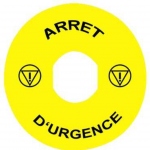 Etiquette Circulaire - Arret d'urgence - D90 - ARRET D'URGENCE - Schneider ZBY8130