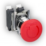 bouton ARU - pousser tourn - 1F+1O - rouge - D=40 - Schneider electric XB4BS84455