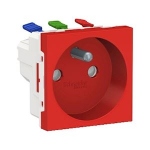 Prise de courant - 2P+T - Bornes auto - Rouge - Schneider electric NU305903