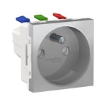 Prise de courant - 2P+T - Bornes auto - Alu - Schneider electric NU305930