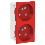 Prise de courant - Goulotte - 2 x 2P+T - 45D - Bornes auto - Rouge - D�trompage - Schneider electric NU306103T
