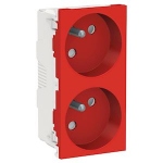 Prise de courant - Goulotte - 2 x 2P+T - 45D - Bornes auto - Rouge - Schneider electric NU306903T