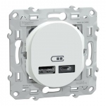 Chargeur USB - Type A+A - 12W - Blanc - Schneider Electric S320401