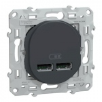 Chargeur USB - Type A+A - 10.5W - Anthracite - Schneider Electric S340407