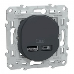 Chargeur USB - Type A+A - 12W - Anthracite - Schneider Electric S340401