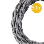 Cble Textile - Torsad - 50 mtres - 3 x 0.75 mm2 - Argent - Bailey 145043