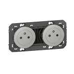 Prise de courant - 2 x 2P+T - Pr�-cabl�e - Alu - Legrand Dooxie 600432