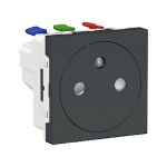 Prise de courant - 2P+T - Affleurante - Bornes auto - Anthracite - Schneider electric NU305254