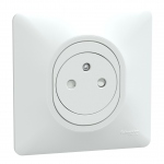 Prise de courant - 2P+T - Affleurante - A griffes - Complet - Blanc - Schneider Electric S321052