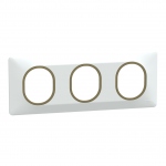 Plaque de finition - Ovalis - 3 Postes - Horizontale - 71 mm - Blanc laiton - Schneider Electric S320706D