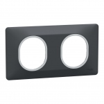 Plaque de finition - Ovalis - 2 Postes - Horizontale - 71 mm - Anthracite argent� - Schneider Electric S340704G