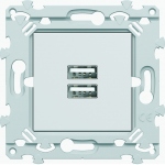 Chargeur USB - Type A+A - Blanc - Hager Essensya WE112