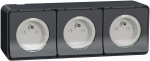 Prise 2 P+T - Triple - Gris - Saillie - Schneider electric MUR36037