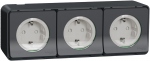 Prise 2 P+T - Triple - Gris - Saillie - Standard allemand - Schneider electric MUR36038