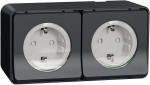 Prise 2 P+T - Double - Gris - Saillie - Standard allemand - Saillie - Schneider electric MUR36029