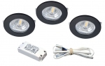 Spot encastr� � LED - Aric S1200 - G4 - 3 x 1.8W - 3000K - Noir - ARIC 51362