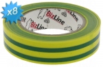 Ruban adh�sif �lectricien vert-jaune en rouleau de 10 m�tres Lotde 8