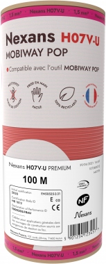 Fil rigide - H07VU - 1 x 1.5 mm� - Rouge - Couronne de 100 M�tres - Mobiway POP