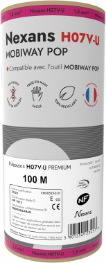 Fil rigide - H07VU - 1 x 1.5 mm� - Noir - Couronne de 100 M�tres - Mobiway POP