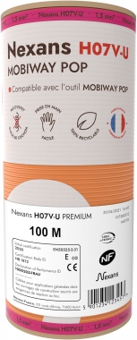 Fil rigide - H07VU - 1 x 1.5 mm� - Orange - Couronne de 100 M�tres - Mobiway POP