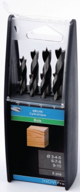 Coffret 8 m�ches � bois - 3 Pointes - PRO+ - Diam�tre 3 � 10mm - Novipro 917F