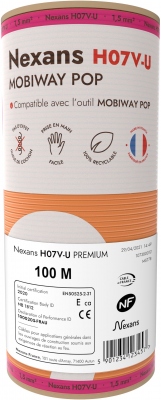 Fil rigide - H07VU - 1 x 1.5 mm� - Orange - Couronne de 100 M�tres - Mobiway POP
