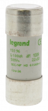 Fusible cartouche cylindrique - 22 x 58 - 100 Amp�res - Type aM HPC - Sans Percuteur