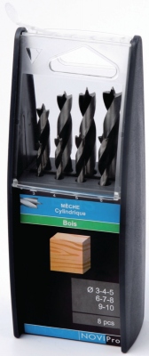 Coffret 8 m�ches � bois - 3 Pointes - PRO+ - Diam�tre 3 � 10mm - Novipro 917F