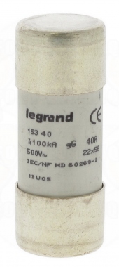 Fusible cartouche cylindrique - 22 x 58 - 40 Amp�res - Type gG HPC - Sans percuteur