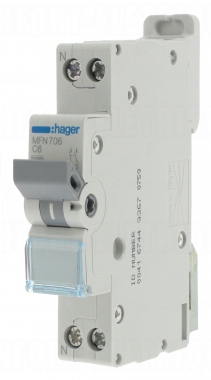 Disjoncteur 6A 3kA courbe C phase neutre Hager � vis