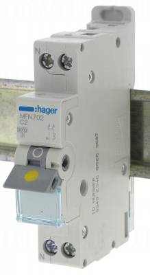 Disjoncteur 2A 3kA courbe C phase neutre Hager � vis