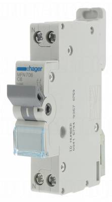 Disjoncteur 6A 3kA courbe C phase neutre Hager � vis