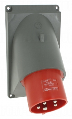 Fiche tableau inclin�e 32 Amp�res 3P+N+T IP44 rouge - Legrand Hypra 052874