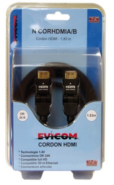 Cordon HDMI mle/mle de 1.83 mtres connecteurs articuls