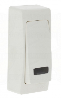 Bouton poussoir � voyant saillie �troit complet blanc