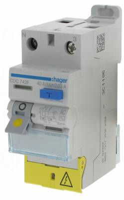 Interrupteur diff�rentiel Hager - 40A - 30 mA - 2 P�les - Type AC - Vis / Vis - BD