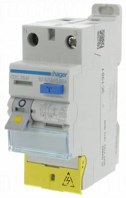 Interrupteur diffrentiel Hager - 63A - 30 mA - 2 Ples - Type AC - Vis / Vis - BD
