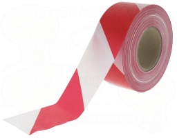 Ruban de d�limitation chantier rouge et blanc 75mm 500 m�tres