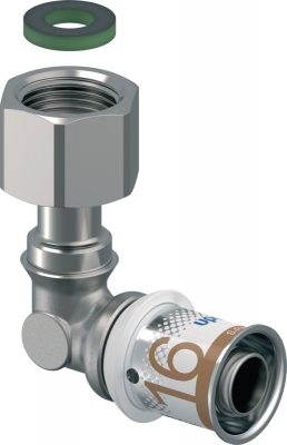 Coude � sertir - Ecrou libre - S-Press PLUS - 16 mm vers 3/8 - Uponor 1070611