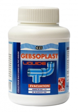Colle liquide pour raccords PVC rigide - Geb GEBSOPLAST - Bidon de 250 ml - Avec pinceau