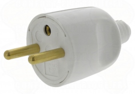 Fiche male 16A 2P+T en plastique couleur blanc