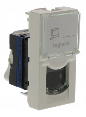 Prise RJ 45 cat. 6 FTP blanche 1M Legrand Mosaic