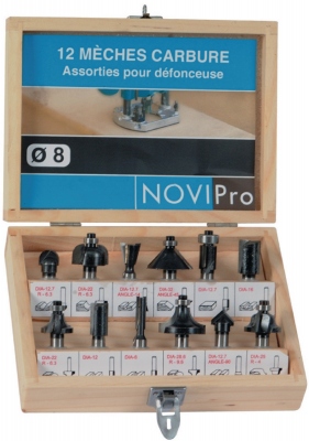 Coffret de 12 m�ches - Pour d�fonceuse - Queue de 8 mm - Novipro 418.700.12