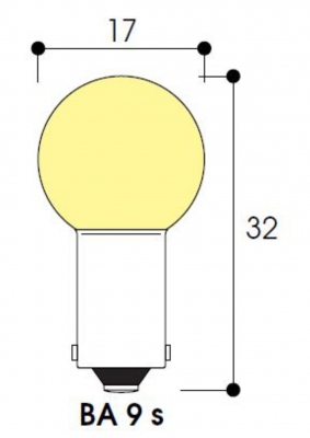 Lampe Miniature - Culot BA9S - 3.6 Volts - 3.6 Watts - Sphrique 17 x 32 - XENON - ABI - Aurora AC3071XE