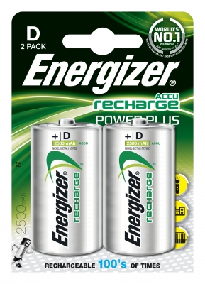 Pile rechargeable - Energizer Recharge Power Plus - LR20 - 1.5 Volts - Blister de 2