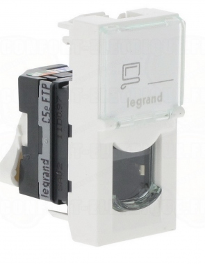 Prise RJ 45 cat. 5E FTP blanche 1M Legrand Mosaic