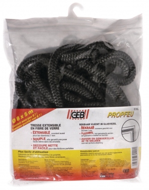 Tresse ronde d'�tanch�it� - Pour portes de fours - Geb PROPFEU - Diam�tre 4 � 6 mm - 5 m�tres