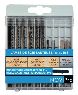 Lame de scie sauteuse - Universelle - Panach�e - Coffret plastique de 10 - Novipro 7050-10